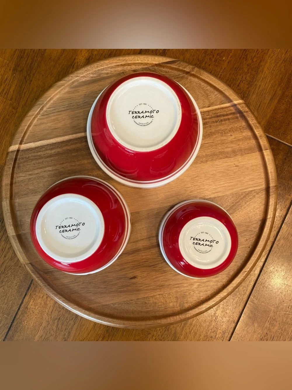 Terramoto Ceramic Red Cherry 3-Piece Bowl Set